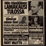 Hymy-lehden kulta-aikaa oli 1970-luku. Kustantaja Urpo Lahtinen uskoi nähtävästi myös laajaan markkinointiin niin, että Hymyä mainostettiin paikallislehdissäkin. Ilmoitus Rantapohjassa 5.9.1974.